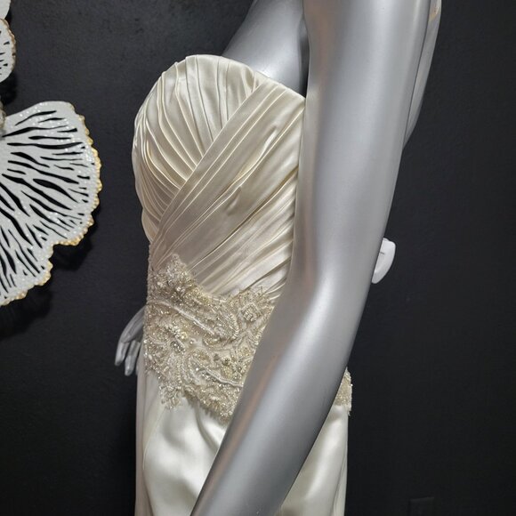 NWT~$1850~CB COUTURE~6/8~IVORY STRAPLESS MERMAID FIT & FLARE WEDDING DRESS - Picture 5 of 16